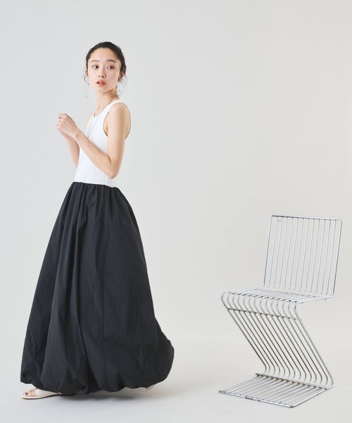Muscat(マスカット)の「バルーンシルエット タンクワンピース(ワンピース・レディース・ブラック/オフホワイト・F)」の12枚目の写真