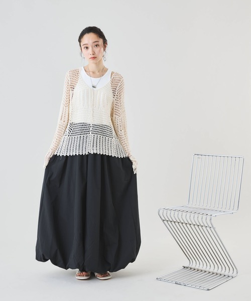Muscat(マスカット)の「バルーンシルエット タンクワンピース(ワンピース・レディース・ブラック/オフホワイト・F)」の15枚目の写真