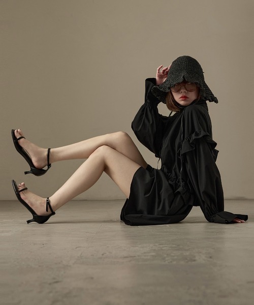 Fashion Letter（ファッションレター）の「水陸両用 フリルデザイン ラッシュガード ロンパース（ラッシュガード・レディース・ブラック・M）」の2枚目の写真