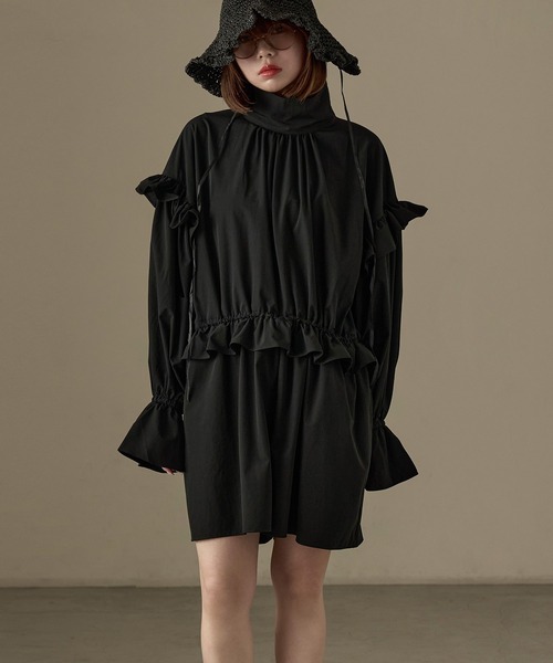 Fashion Letter（ファッションレター）の「水陸両用 フリルデザイン ラッシュガード ロンパース（ラッシュガード・レディース・ブラック・M）」の7枚目の写真