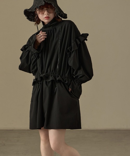 Fashion Letter（ファッションレター）の「水陸両用 フリルデザイン ラッシュガード ロンパース（ラッシュガード・レディース・ブラック・M）」の9枚目の写真