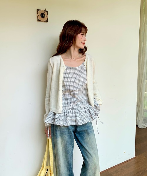 LAFFMO（ラフモ）の「チェック柄ペプラムキャミソール（キャミソール・レディース・ブラック/ホワイト・F）」の10枚目の写真