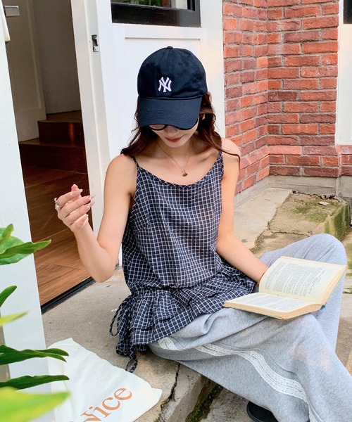 LAFFMO（ラフモ）の「チェック柄ペプラムキャミソール（キャミソール・レディース・ブラック/ホワイト・F）」の16枚目の写真