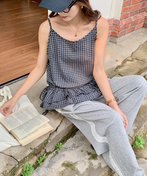 LAFFMO（ラフモ）の「チェック柄ペプラムキャミソール（キャミソール・レディース・ブラック/ホワイト・F）」の19枚目の写真