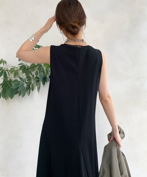 DouDou（ドゥドゥ）の「チュール切替マーメイドフレアワンピース（ワンピース・レディース・ブラウン/ブラック/オレンジ・FREE/TM）」の4枚目の写真