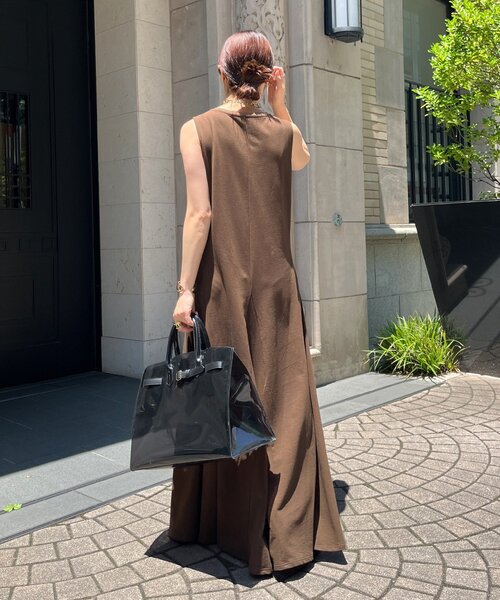 DouDou（ドゥドゥ）の「チュール切替マーメイドフレアワンピース（ワンピース・レディース・ブラウン/ブラック/オレンジ・FREE/TM）」の11枚目の写真