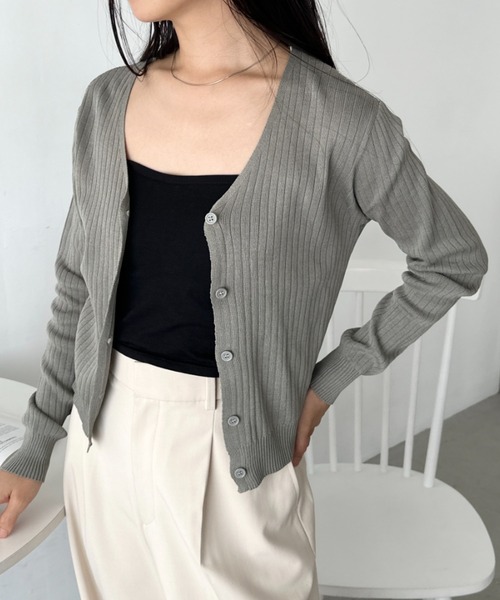 セール】Vネックコンパクトカーディガン（カーディガン/ボレロ）｜CLEA