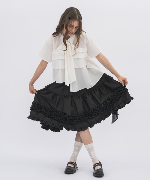 idem サイドリボンボリュームスカート idem（イデム）の「asymmetry frill 2way ribbon skirt / 【リボン