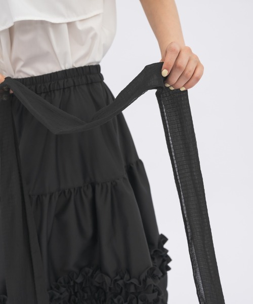 idem サイドリボンボリュームスカート asymmetry frill 2way ribbon skirt / 【リボン取外し可能