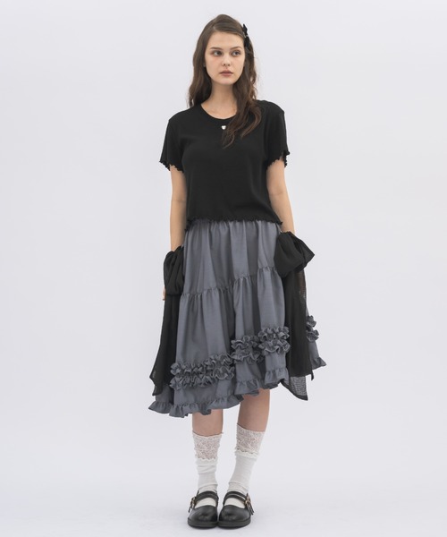 idem サイドリボンボリュームスカート asymmetry frill 2way ribbon skirt / 【リボン取外し可能