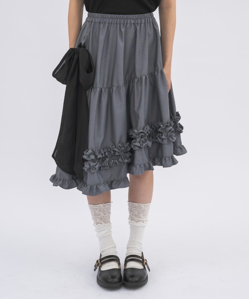 idem サイドリボンボリュームスカート idem（イデム）の「asymmetry frill 2way ribbon skirt / 【リボン