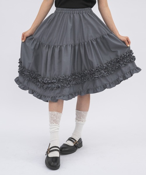 スカート Drape Ribbon Skirt water－repellent asymmetry drape