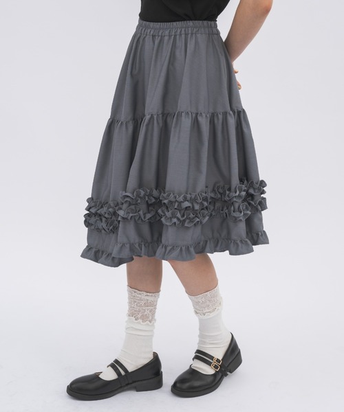 asymmetry frill 2way ribbon skirt / 【リボン取外し可能