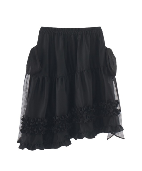 み様　idem サイドリボンボリュームスカート asymmetry frill 2way ribbon skirt / 【リボン取外し可能