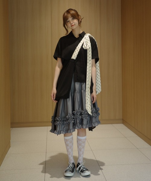 idem サイドリボンボリュームスカート asymmetry frill 2way ribbon skirt / 【リボン取外し可能