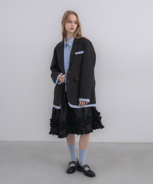 asymmetry frill 2way ribbon skirt / 【リボン取外し可能