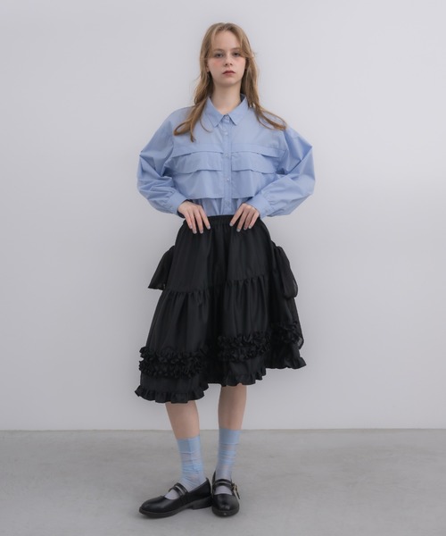 asymmetry frill 2way ribbon skirt / 【リボン取外し可能