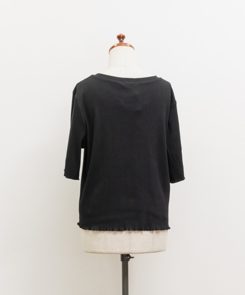 CLETTE(クレット)の「袖ボタンデザインリブプルオーバー(Tシャツ/カットソー・レディース・オフホワイト/ブラック・LL/3L/4L)」の16枚目の写真