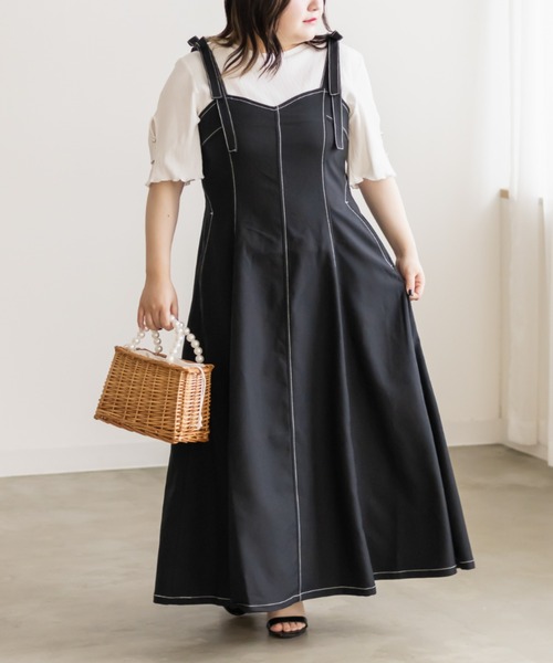 CLETTE(クレット)の「袖ボタンデザインリブプルオーバー(Tシャツ/カットソー・レディース・オフホワイト/ブラック・LL/3L/4L)」の9枚目の写真