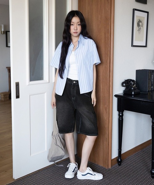 3.3 Field Trip （3.3フィールドトリップ）の「3.3Field Trip／サイドボタンデニム（デニムパンツ・レディース・ブラック・SMALL）」の13枚目の写真