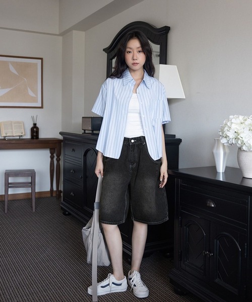 3.3 Field Trip （3.3フィールドトリップ）の「3.3Field Trip／サイドボタンデニム（デニムパンツ・レディース・ブラック・SMALL）」の12枚目の写真