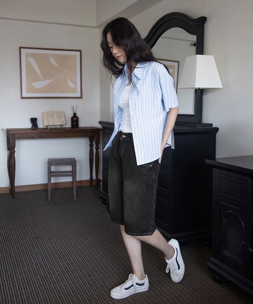 3.3 Field Trip （3.3フィールドトリップ）の「3.3Field Trip／サイドボタンデニム（デニムパンツ・レディース・ブラック・SMALL）」の11枚目の写真