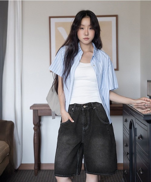 3.3 Field Trip （3.3フィールドトリップ）の「3.3Field Trip／サイドボタンデニム（デニムパンツ・レディース・ブラック・SMALL）」の8枚目の写真