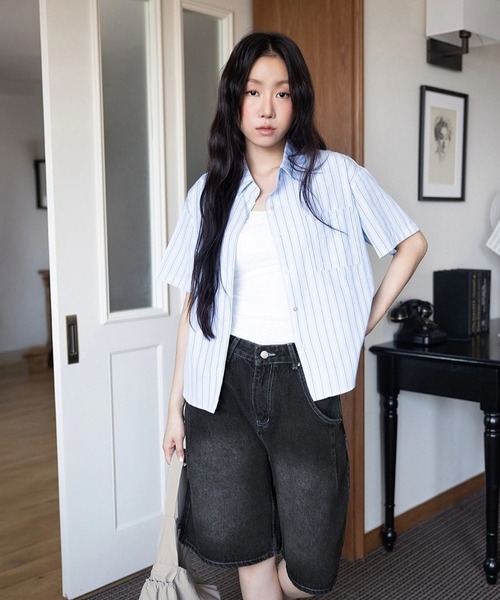 3.3 Field Trip （3.3フィールドトリップ）の「3.3Field Trip／サイドボタンデニム（デニムパンツ・レディース・ブラック・SMALL）」の7枚目の写真