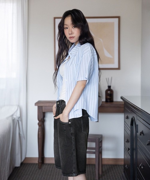 3.3 Field Trip （3.3フィールドトリップ）の「3.3Field Trip／サイドボタンデニム（デニムパンツ・レディース・ブラック・SMALL）」の6枚目の写真