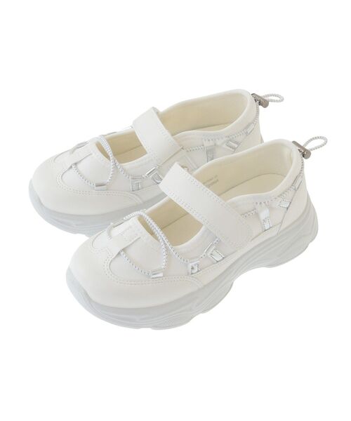 Green Parks(グリーンパークス)の「RUPIS.ドローコードスニーカー(スニーカー・レディース・アイボリー/ブラック・S/M/L)」の4枚目の写真