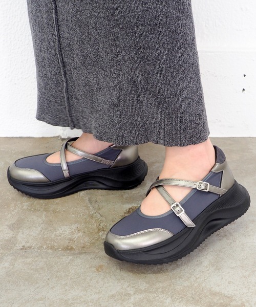 あしながおじさん（アシナガオジサン）の「厚底バレエシューズ　4810001（スニーカー・レディース・ガンメタ/ダークグレー/ブラック/シルバー・23.5cm/22.5cm/24.5cm/23cm/24cm）」の3枚目の写真