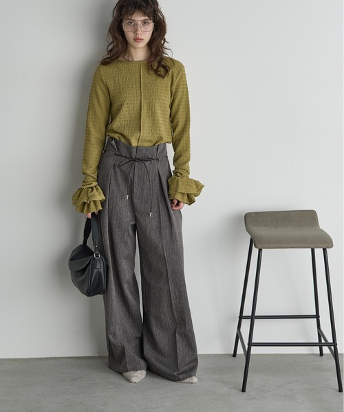 ヘリンボーンベルトタックパンツ（スラックス）｜THE YOn（ザヨン）の