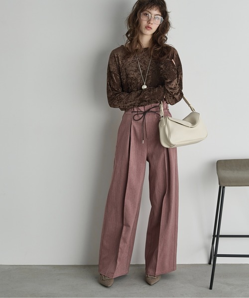 ヘリンボーンベルトタックパンツ（スラックス）｜THE YOn（ザヨン）の