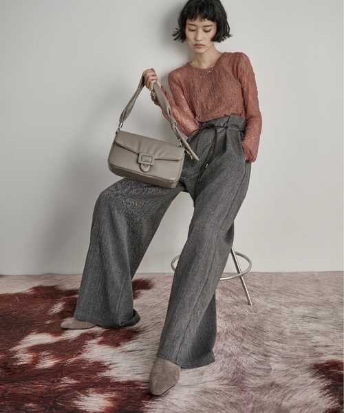 THE YOn(ザヨン)の「ヘリンボーンベルトタックパンツ(スラックス・レディース・ブラウン/ピンク/グレー・S/M)」の18枚目の写真