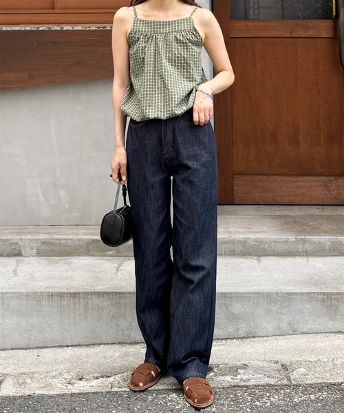 LE MORE（リモア）の「チェックキャミブラウス（タンクトップ・レディース・カーキ/ネイビー/アイボリー・FREE）」の16枚目の写真