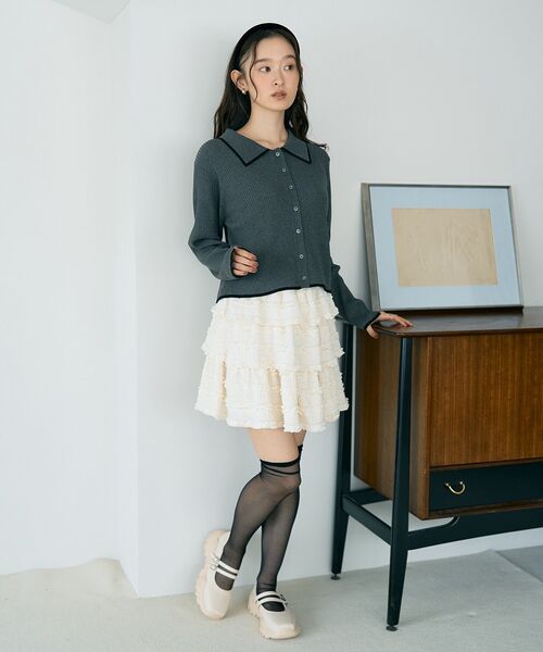 earth music&ecology（アースミュージックアンドエコロジー）の「フリフリミニスカート（スカート・レディース・アイボリー/ブラウン/ブラック・FREE）」の6枚目の写真