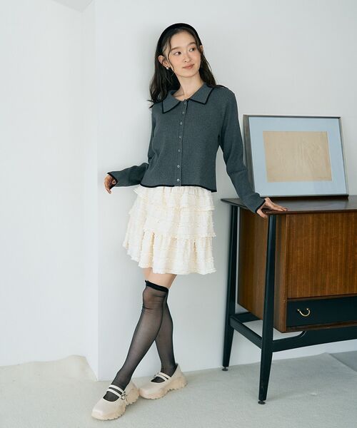 earth music&ecology（アースミュージックアンドエコロジー）の「フリフリミニスカート（スカート・レディース・アイボリー/ブラウン/ブラック・FREE）」の7枚目の写真