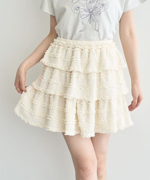 earth music&ecology（アースミュージックアンドエコロジー）の「フリフリミニスカート（スカート・レディース・アイボリー/ブラウン/ブラック・FREE）」の9枚目の写真