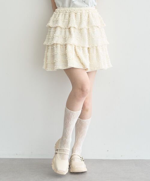 earth music&ecology（アースミュージックアンドエコロジー）の「フリフリミニスカート（スカート・レディース・アイボリー/ブラウン/ブラック・FREE）」の10枚目の写真