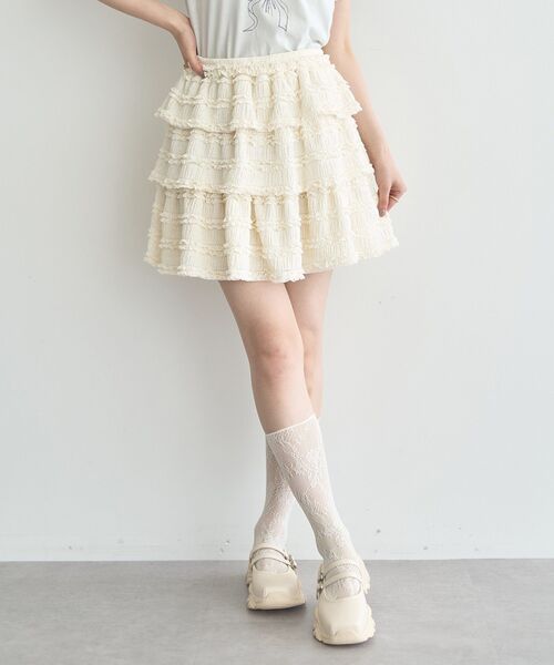 earth music&ecology（アースミュージックアンドエコロジー）の「フリフリミニスカート（スカート・レディース・アイボリー/ブラウン/ブラック・FREE）」の11枚目の写真