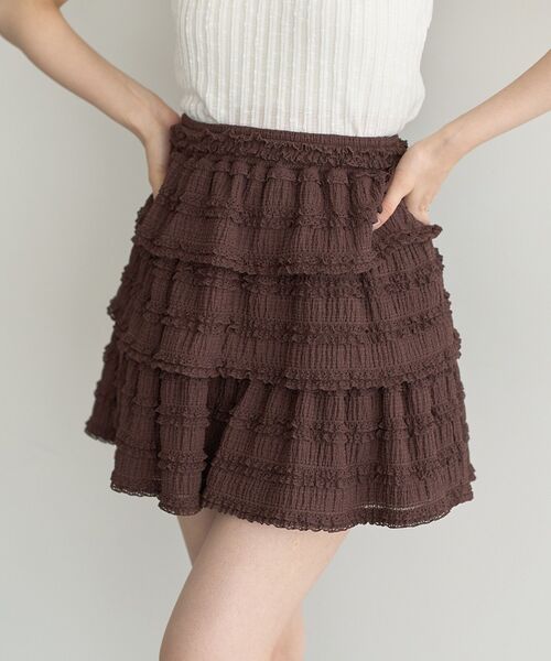 earth music&ecology（アースミュージックアンドエコロジー）の「フリフリミニスカート（スカート・レディース・アイボリー/ブラウン/ブラック・FREE）」の15枚目の写真