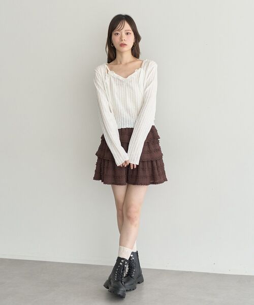 earth music&ecology（アースミュージックアンドエコロジー）の「フリフリミニスカート（スカート・レディース・アイボリー/ブラウン/ブラック・FREE）」の17枚目の写真