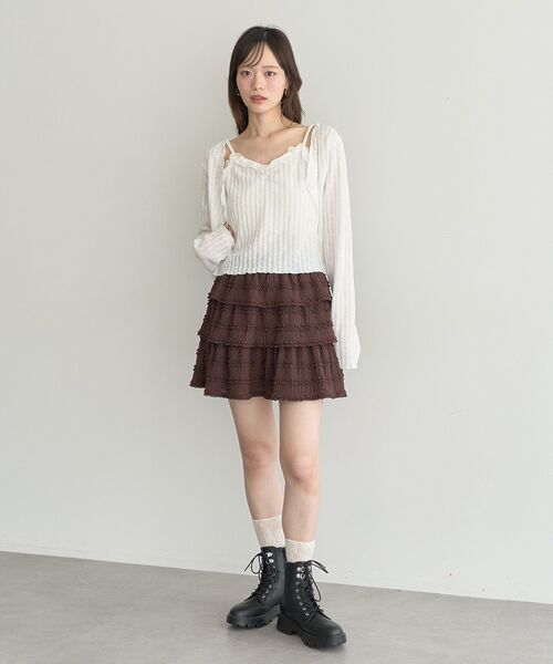 earth music&ecology（アースミュージックアンドエコロジー）の「フリフリミニスカート（スカート・レディース・アイボリー/ブラウン/ブラック・FREE）」の18枚目の写真