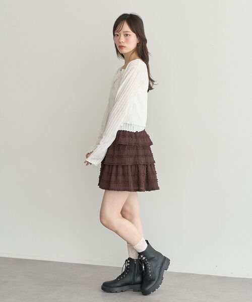 earth music&ecology（アースミュージックアンドエコロジー）の「フリフリミニスカート（スカート・レディース・アイボリー/ブラウン/ブラック・FREE）」の19枚目の写真