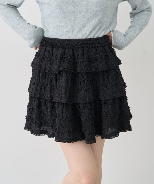 earth music&ecology（アースミュージックアンドエコロジー）の「フリフリミニスカート（スカート・レディース・アイボリー/ブラウン/ブラック・FREE）」の3枚目の写真