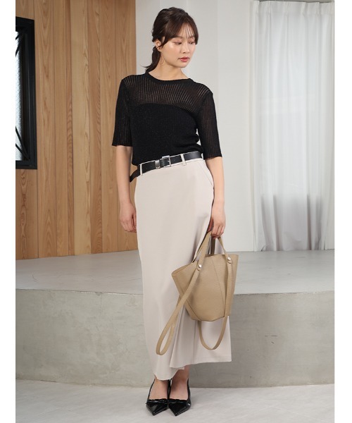 fifth（フィフス）の「【ベルト付き】ベーシックタイトロングスカート（スカート・レディース・ブラック/ベージュ・M）」の6枚目の写真