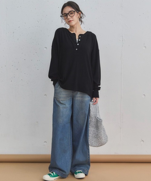 セール】サイドベルトワイドデニムパンツ（デニムパンツ）｜DOUX