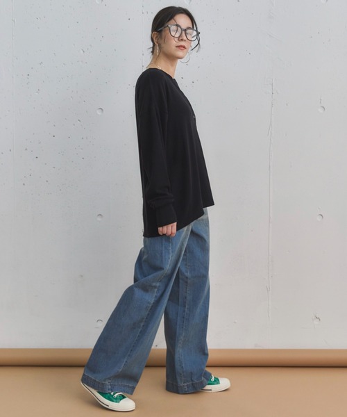 Doux archives（ドゥアルシーヴ）の「サイドベルトワイドデニムパンツ（デニムパンツ・レディース・ブルー/サックスブルー・36/38）」の17枚目の写真