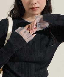 ＜新色追加＞ウォッシャブル 配色 レイヤードシアーニット/洗えるニット