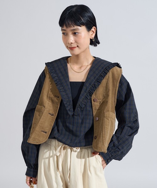 FREAK'S STORE(フリークスストア)の「RED KAP × FREAK'S STORE/レッドキャップ バッグギャザー コーデュロイベスト(ベスト・レディース・レンガ/ベージュ/ネイビー・フリ-)」の8枚目の写真
